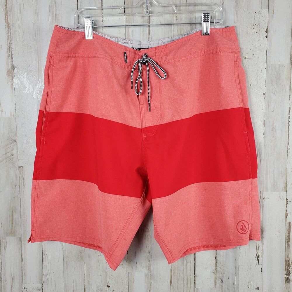 Volcom Striped Broad Shorts Red Size 36